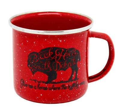 Buffalo Roam Enamel Tin Mug - Red