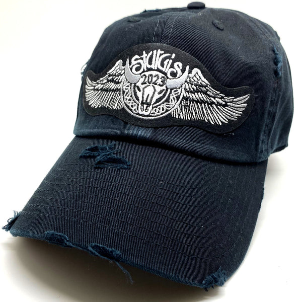 Sturgis Buffalo Wing Distressed Black Low Crown Cap - 2023