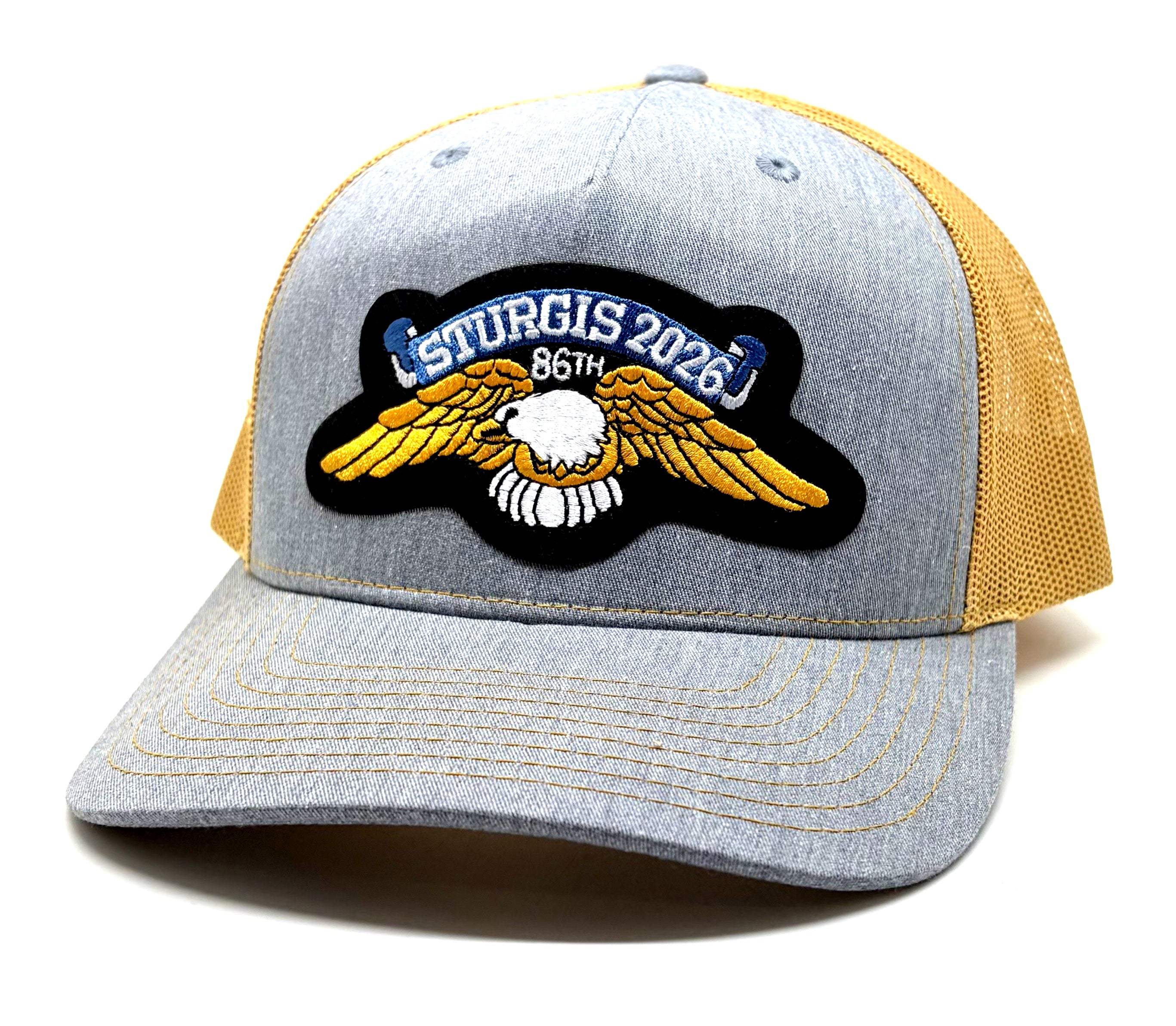 Sturgis Eagle Wing Grey/Amber Mesh Cap - 2026