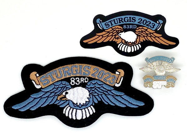 Sturgis Eagle Wing Pin, Patch & Sticker Set -  2023