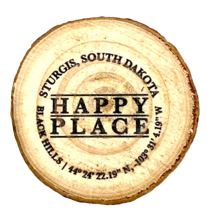Sturgis Happy Place Natural Wood Magnet