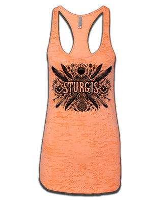 Ladies Orange Burnout Tank
