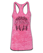 Ladies Pink Burnout Tank