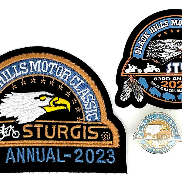 Sturgis Official Heritage Pin, Patch & Sticker Set - 2023