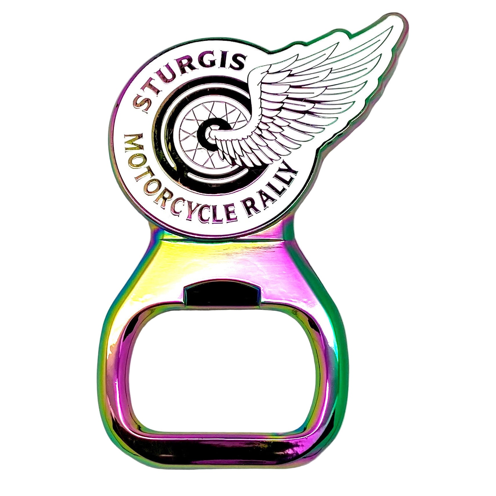 Sturgis Rainbow Plating Rally Bottle Opener Magnet