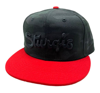 Sturgis Hometown Camo Black/Red Flat Bill Cap