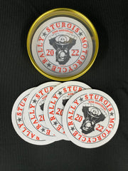8 Neoprene Coasters With Tin Container - V-Twin