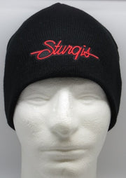 Sturgis Script Beanie - Black with Red