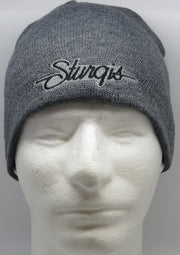 Sturgis Script Beanie - Grey with Black