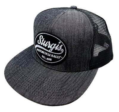Sturgis Vintage Oval Black/Denim Flat Bill Cap