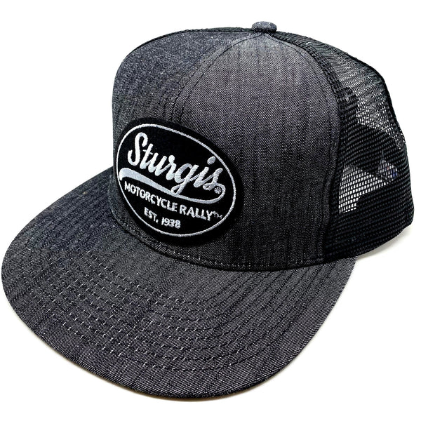 Sturgis Vintage Oval Black/Denim Flat Bill Cap