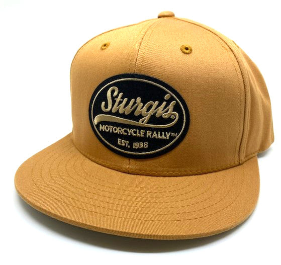 Sturgis Vintage Oval Gold Flat Bill Cap